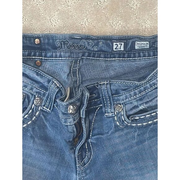 MissMe Jeans Women's Size 27X31 Dark Wash Boot Cut Bling Cross Pocket JE5124B13R - Picture 5 of 5